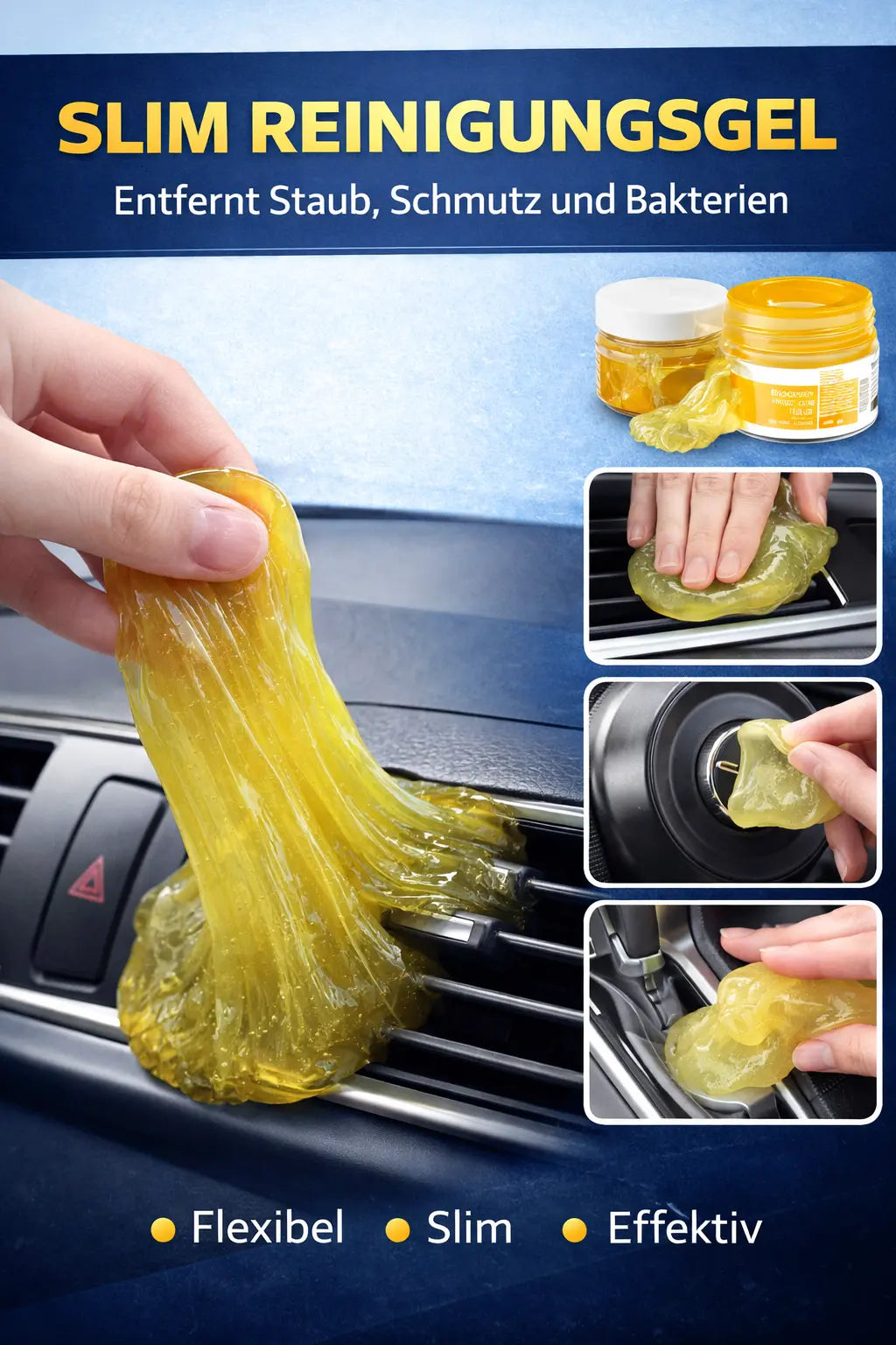 Auto Reinigungsgel für Auto Innenraum zur Entfernung von Staub Schmutz und Bakterien in Lüftungen und schwer erreichbaren Stellen